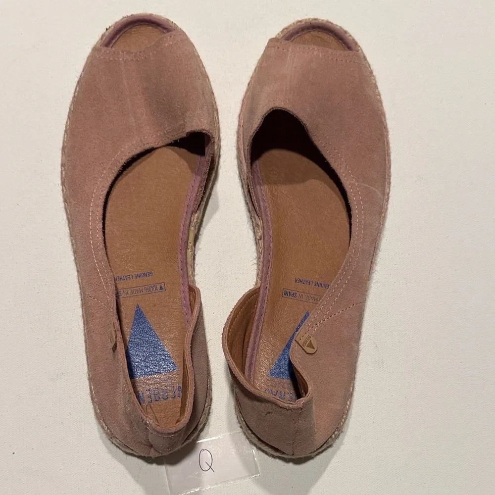 Suede Open-Toe Espadrille Flats in Dusty Rose